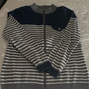 United Colors Of Benetton Navy and Gray Zip-Up Sweater